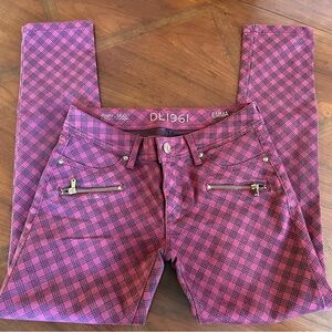 DL1961 Women's Red Plaid Jeans